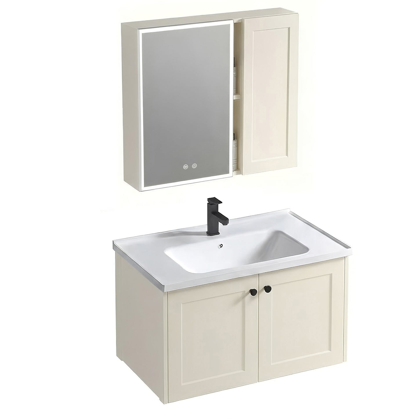 Set mobilier de baie cu lavoar Monti 60cm Creme  2