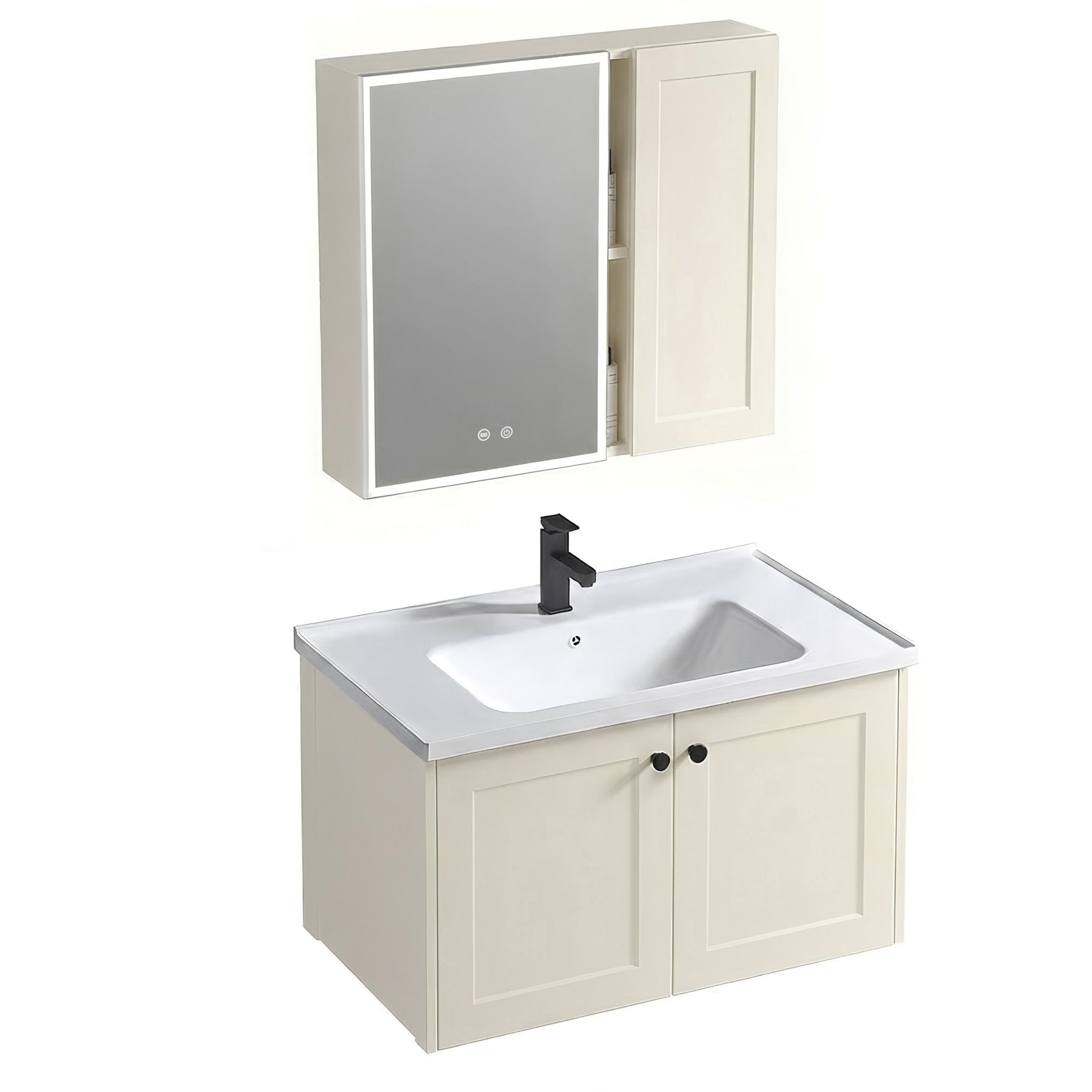 Set mobilier de baie cu lavoar Monti 60cm Creme  2