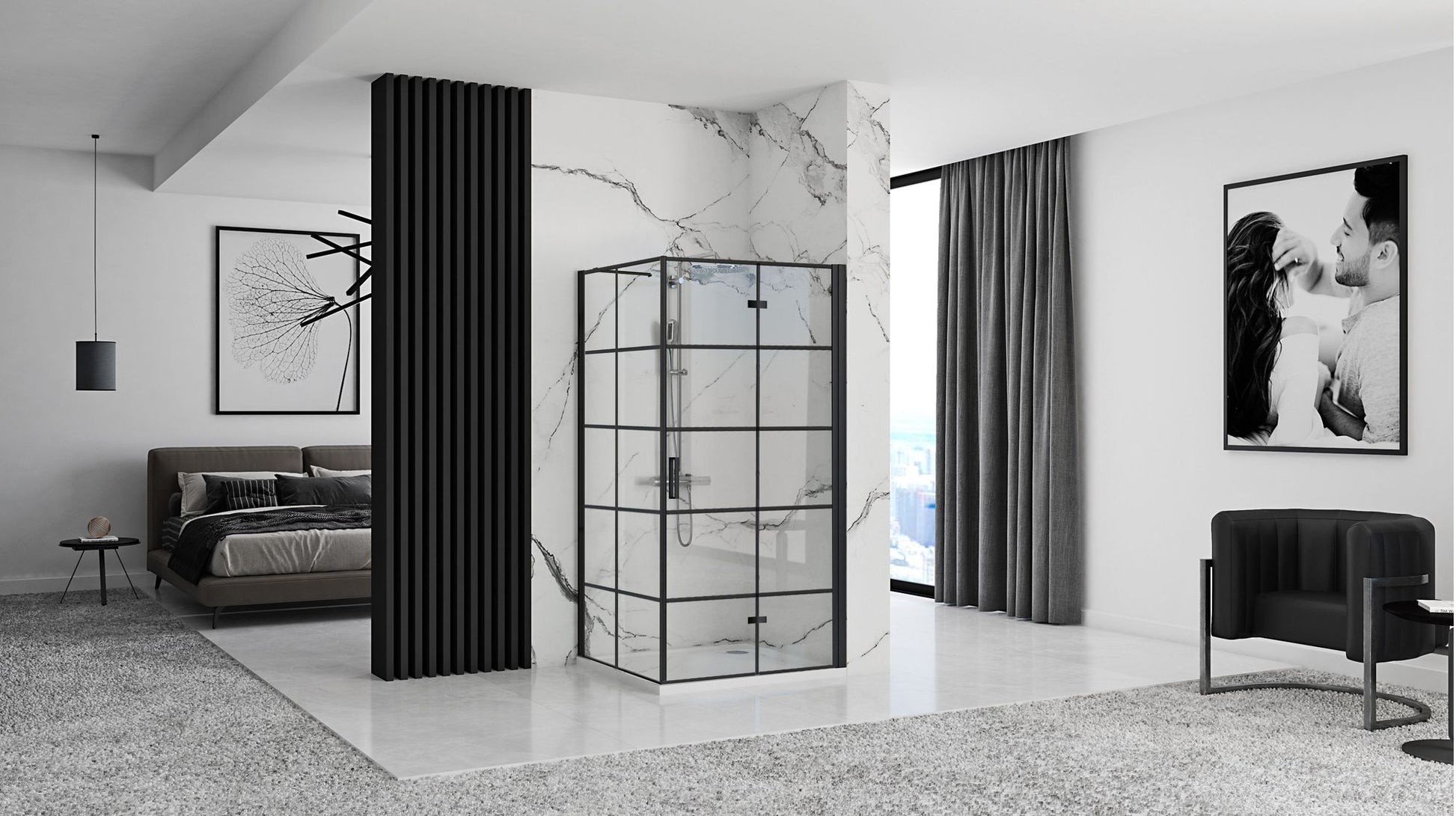Cabina de dus Rea Molier Black 80x80  2