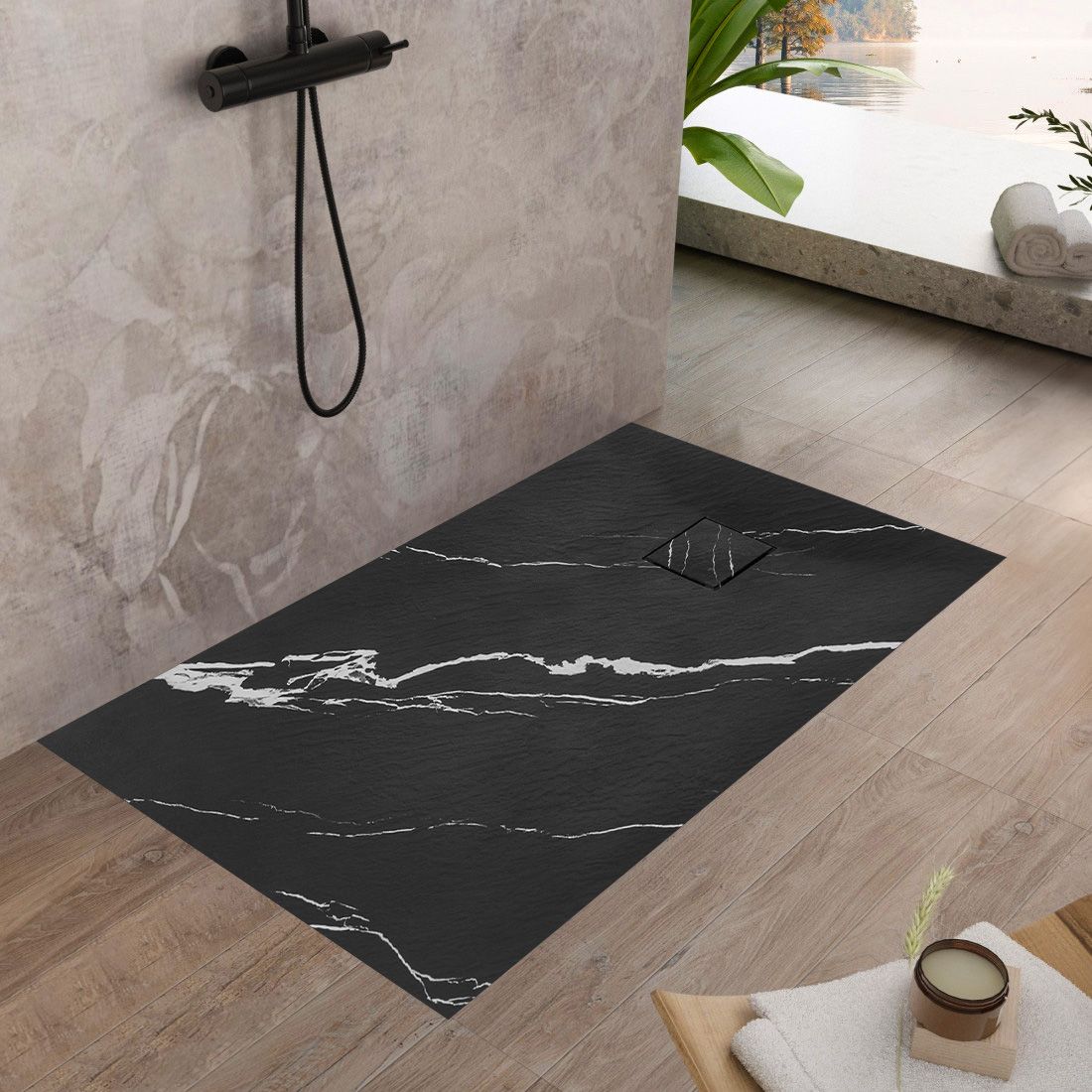 Cada de duș Magnum CARRARA BLACK 80x100  7