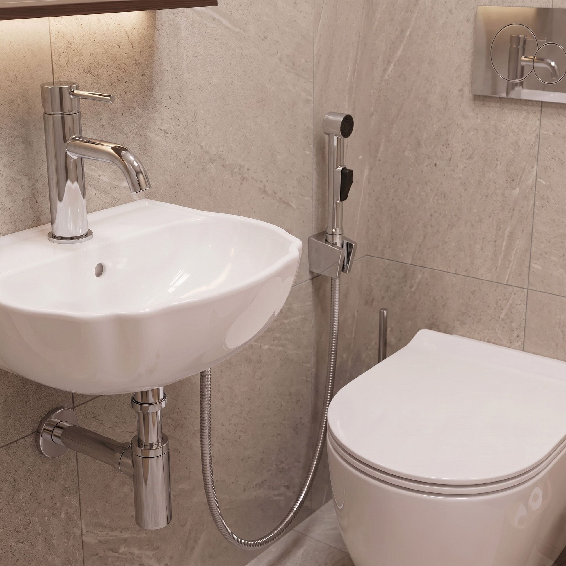 Baterie Lavoar Cu Bidetta Rea Lungo Chrome 7