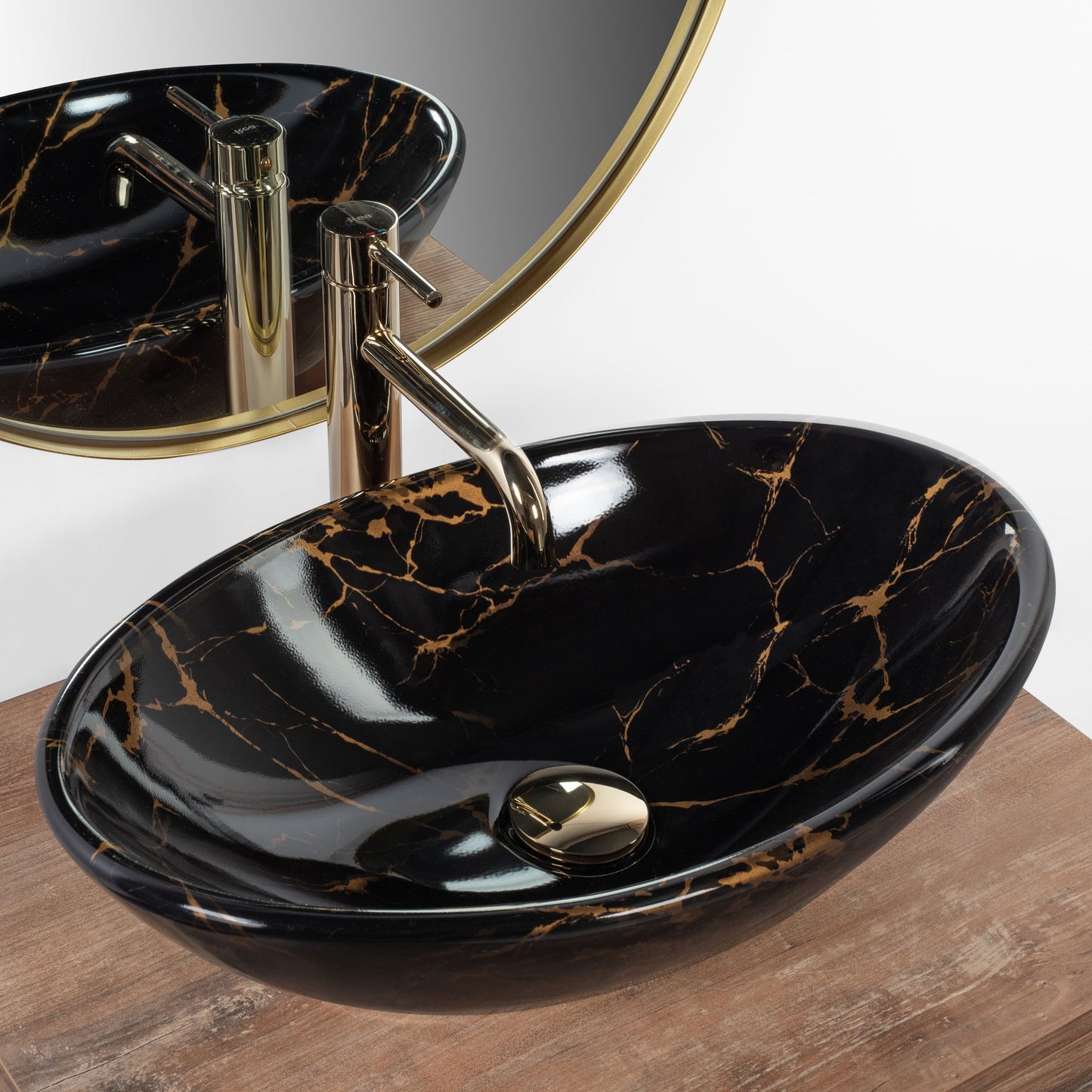 Lavoar pentru blat REA Pamela Black Marble Shiny 2
