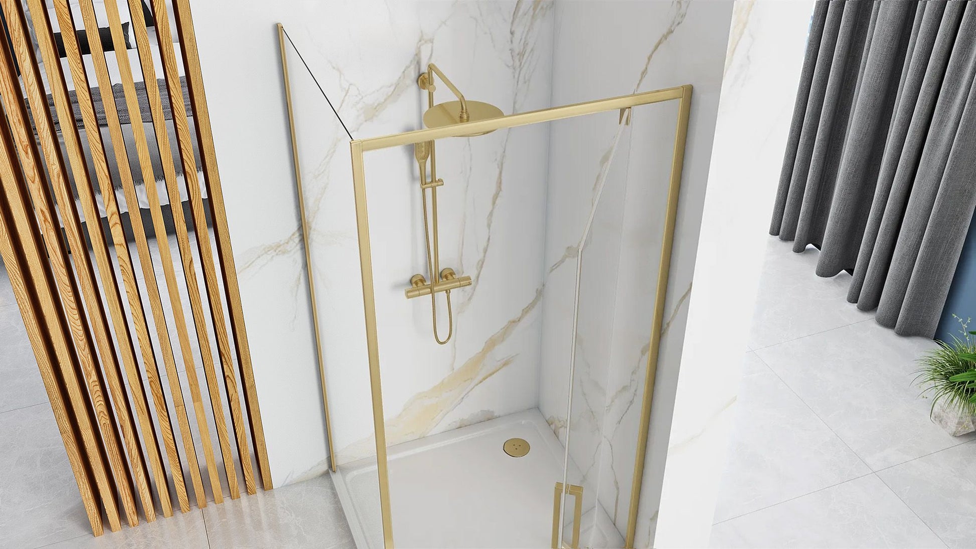 Cabina dus REA Rapid Swing Brush Gold Usa:90 x Perete:90 5