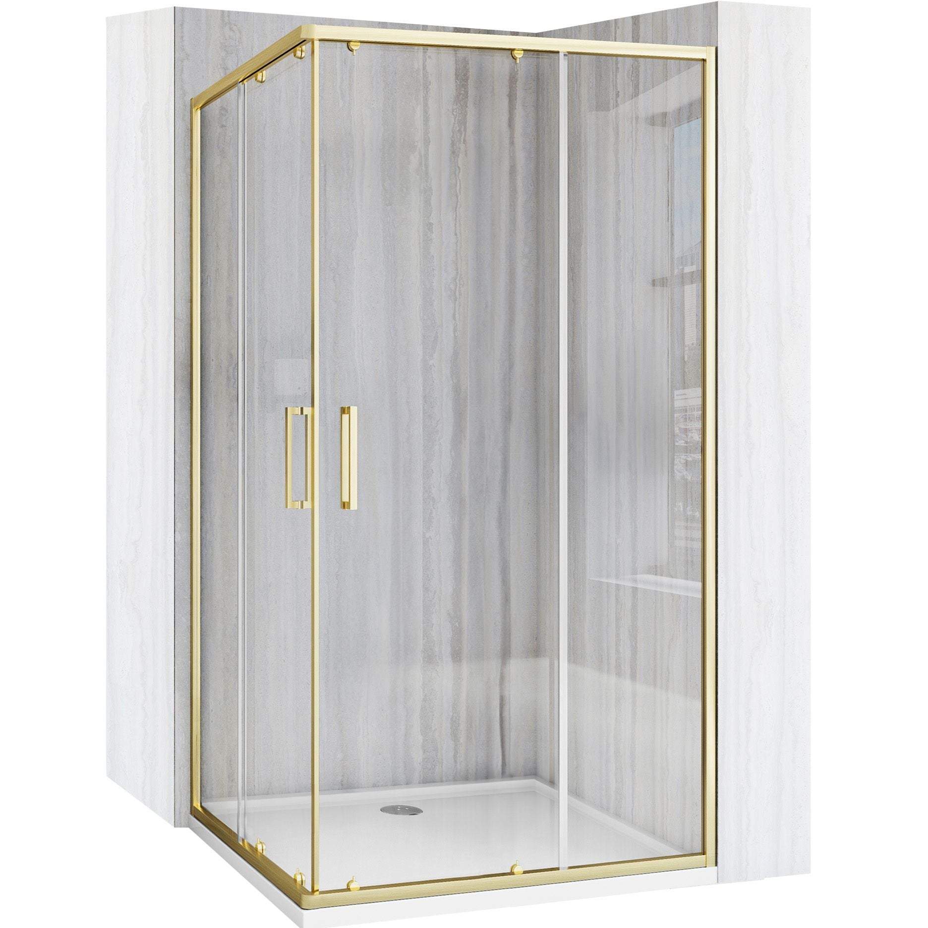 Cabină de duș Rea City 80x100 cm Brush Gold fara cadita 1
