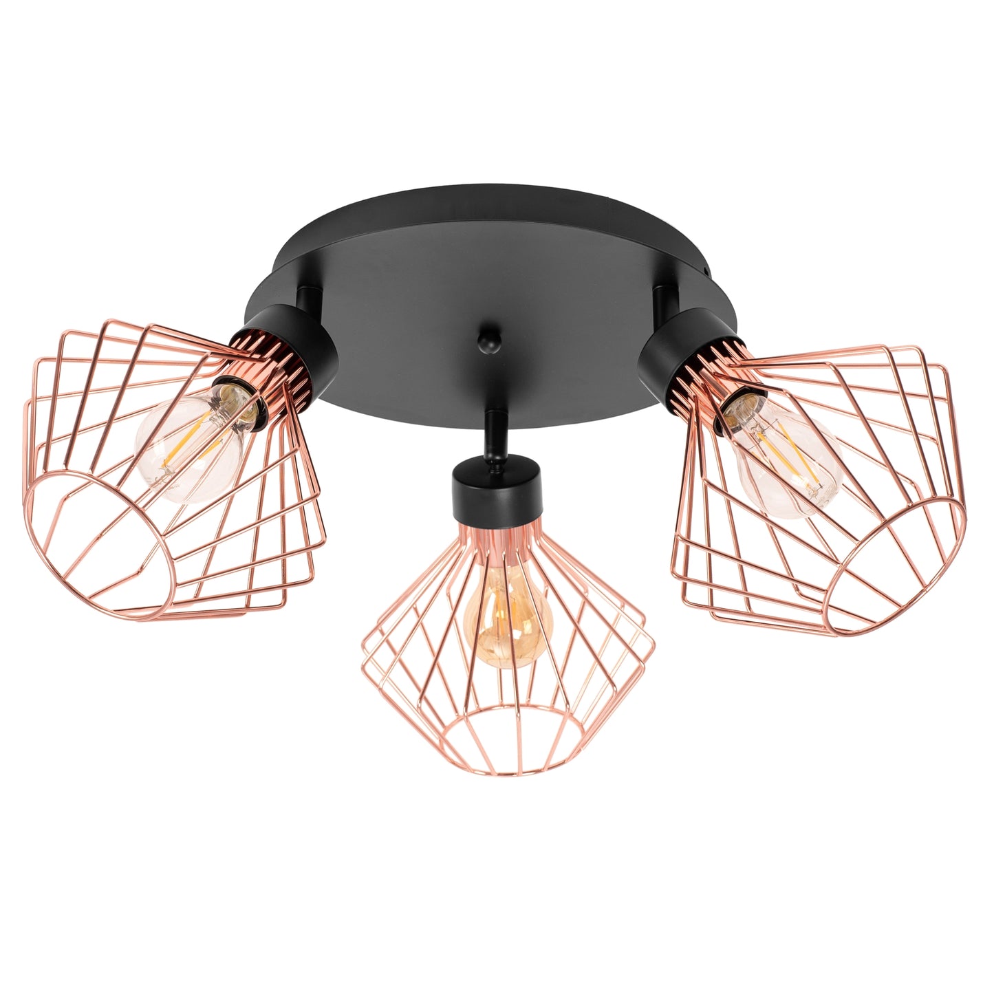 Lampă Metalică Loft Plafon Trandafir Negru APP536-3C  3