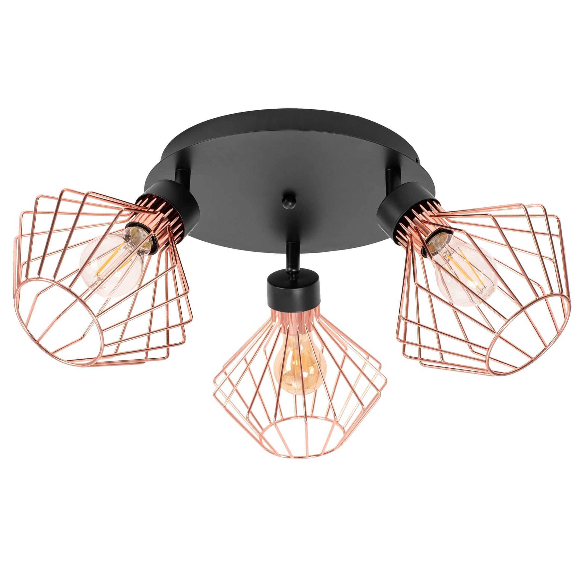Lampă Metalică Loft Plafon Trandafir Negru APP536-3C  3