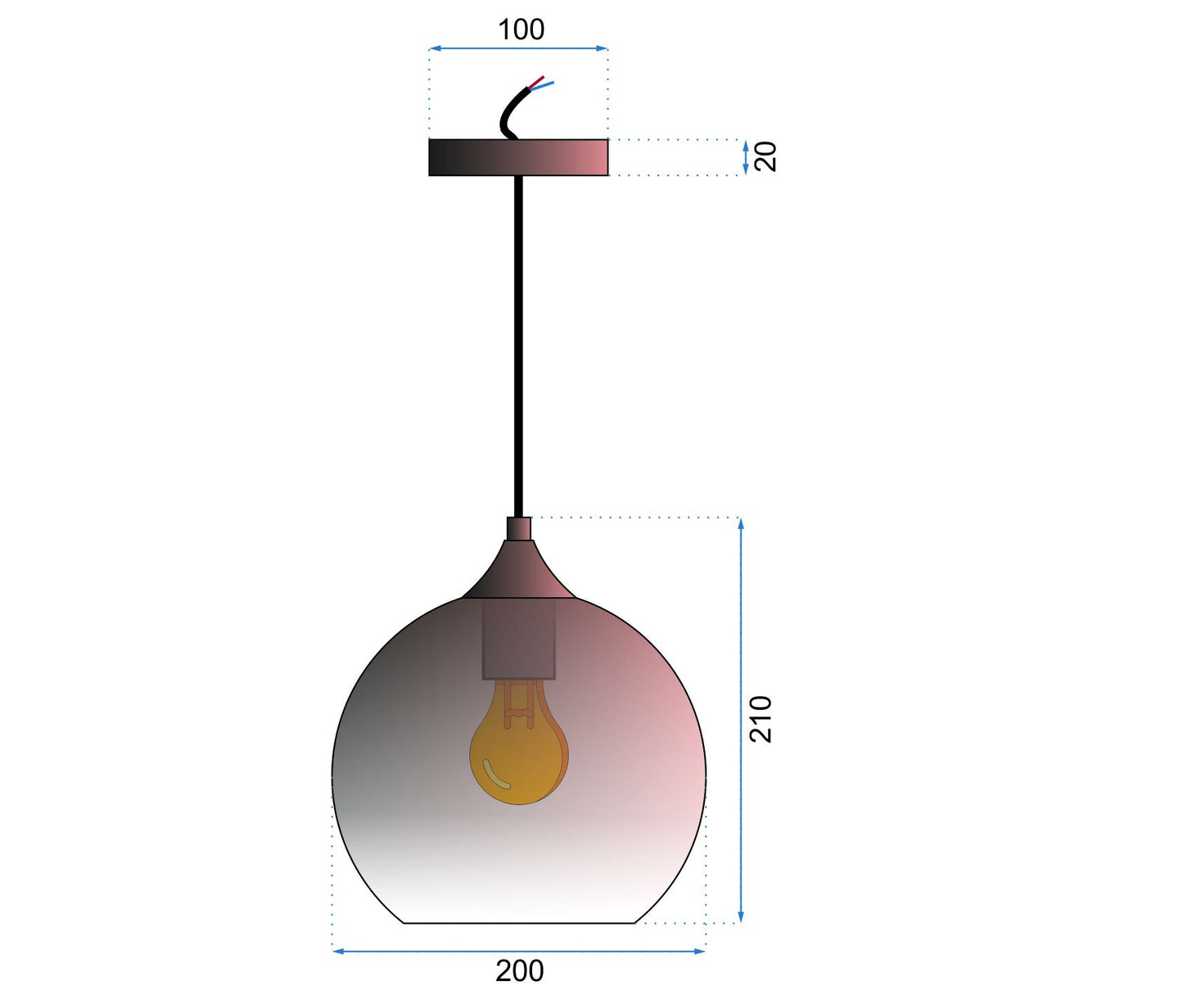 Lampa DE TAVAN din sticla APP 313-1CP Rose Gold  7
