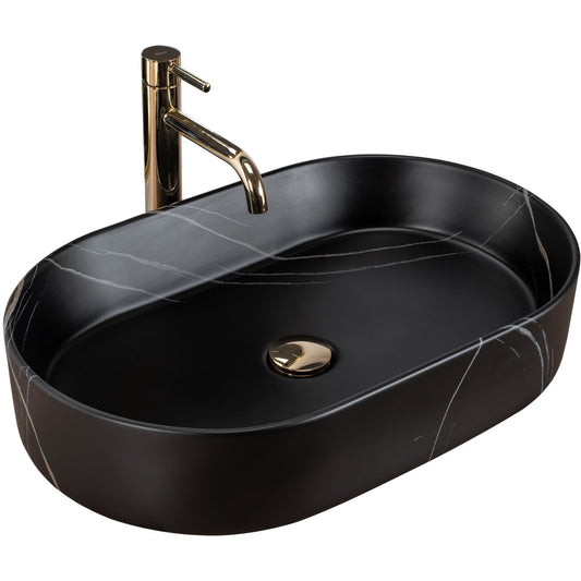 Lavoar ceramic pentru blat Rea Nadia Stone Black Matt 1