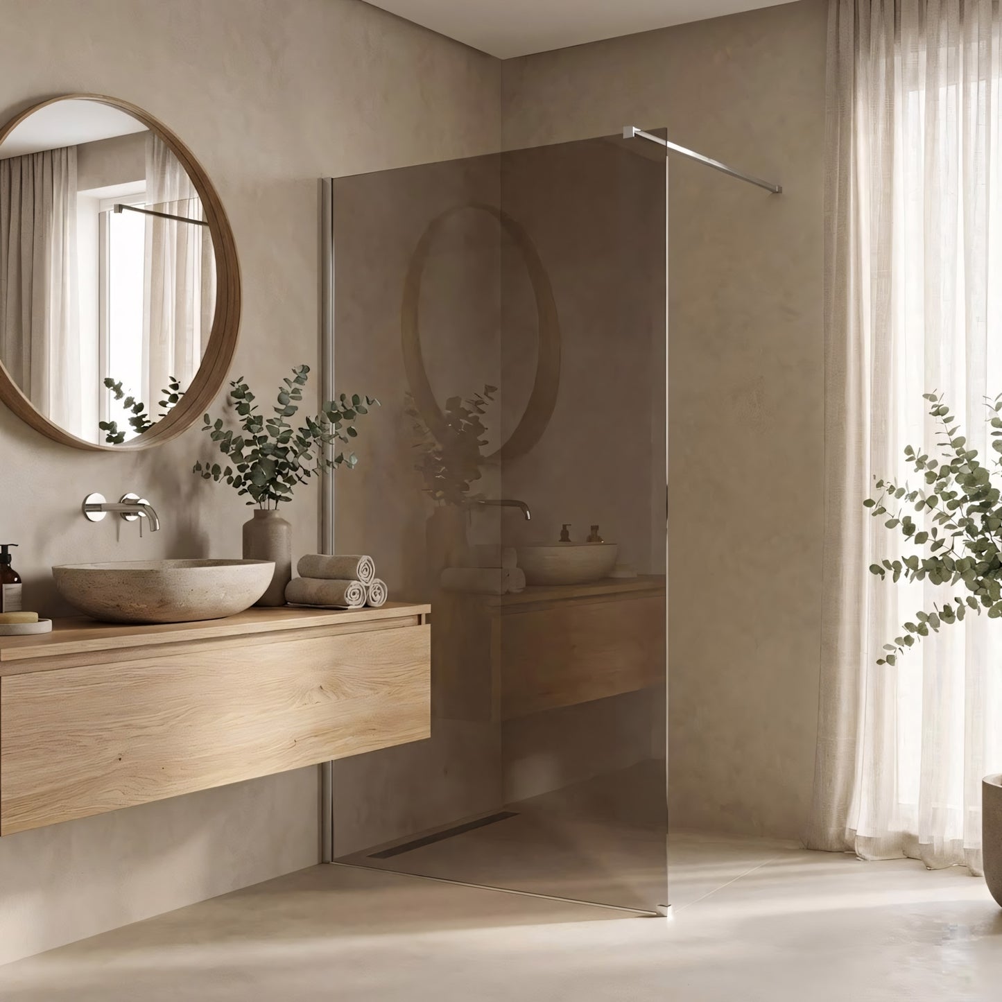 Paravan de dus Rea Flexi Brown / Chrome 130  11