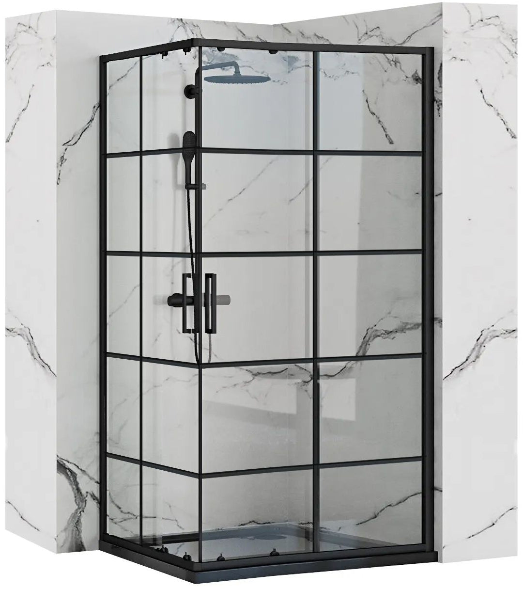 Cabina de dus Rea Concept Black 80x100 cu cadita Savoy black 1