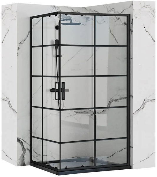 Cabina de dus Rea Concept Black 80x100 cu cadita Savoy black 1