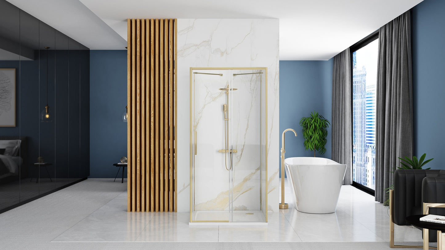 Cabina De Dus De Perete Rea Rapid Slide Brush Gold 150x80 4