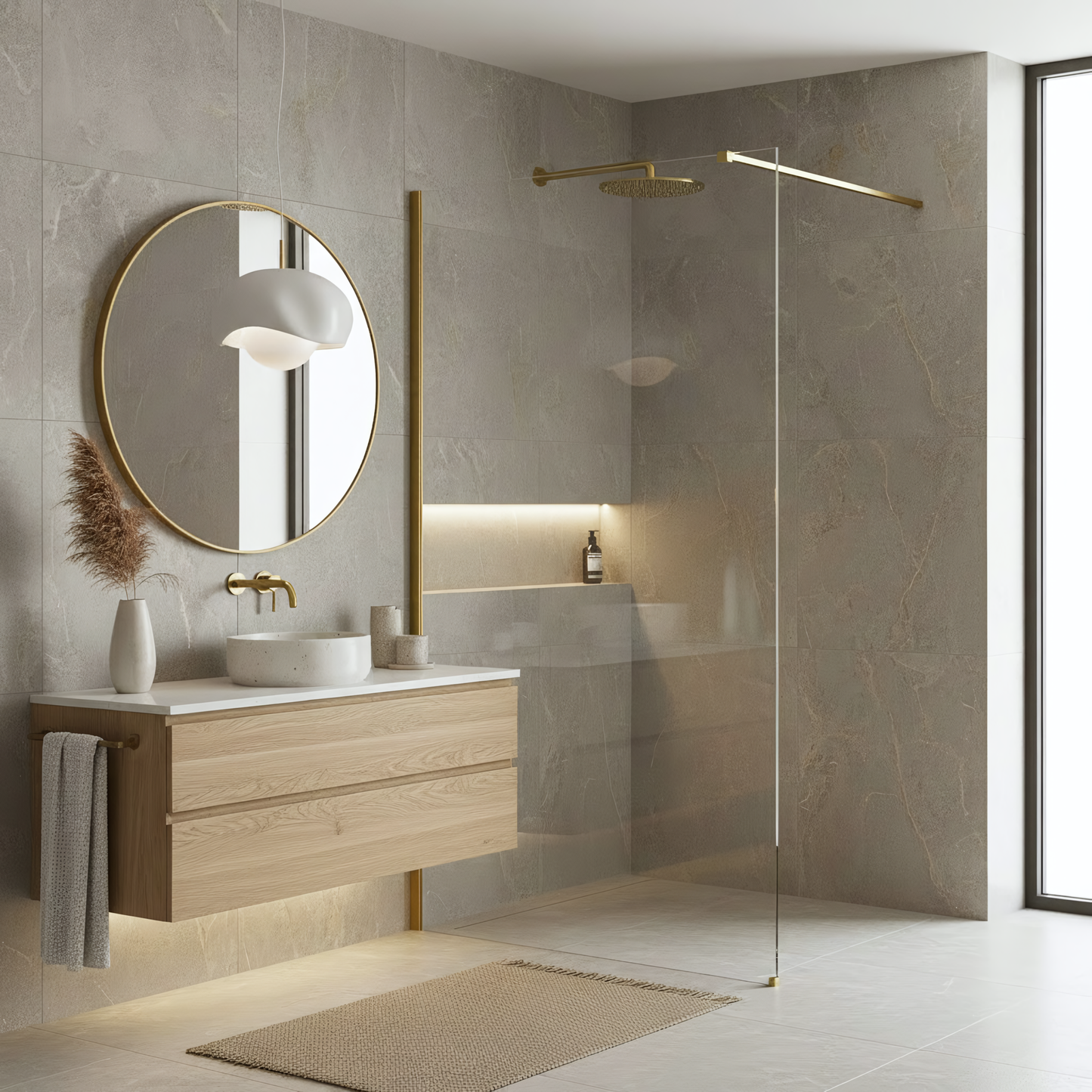 Paravan De Dus Rea Flexi Transparent / Brush Gold 130  3