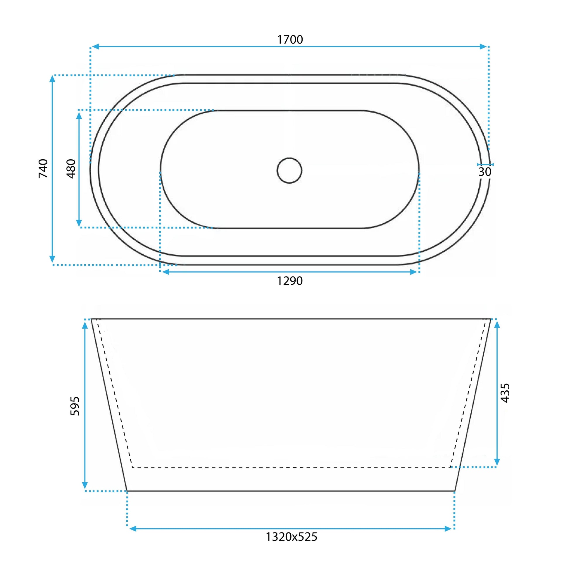 Cadă Acrilică Freestanding Ofelia 170  9