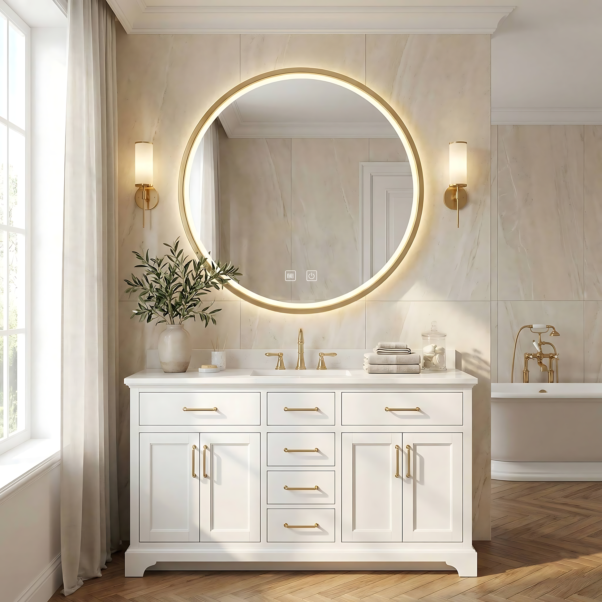 Oglindă LED 50cm MMJ BRUSH GOLD  12