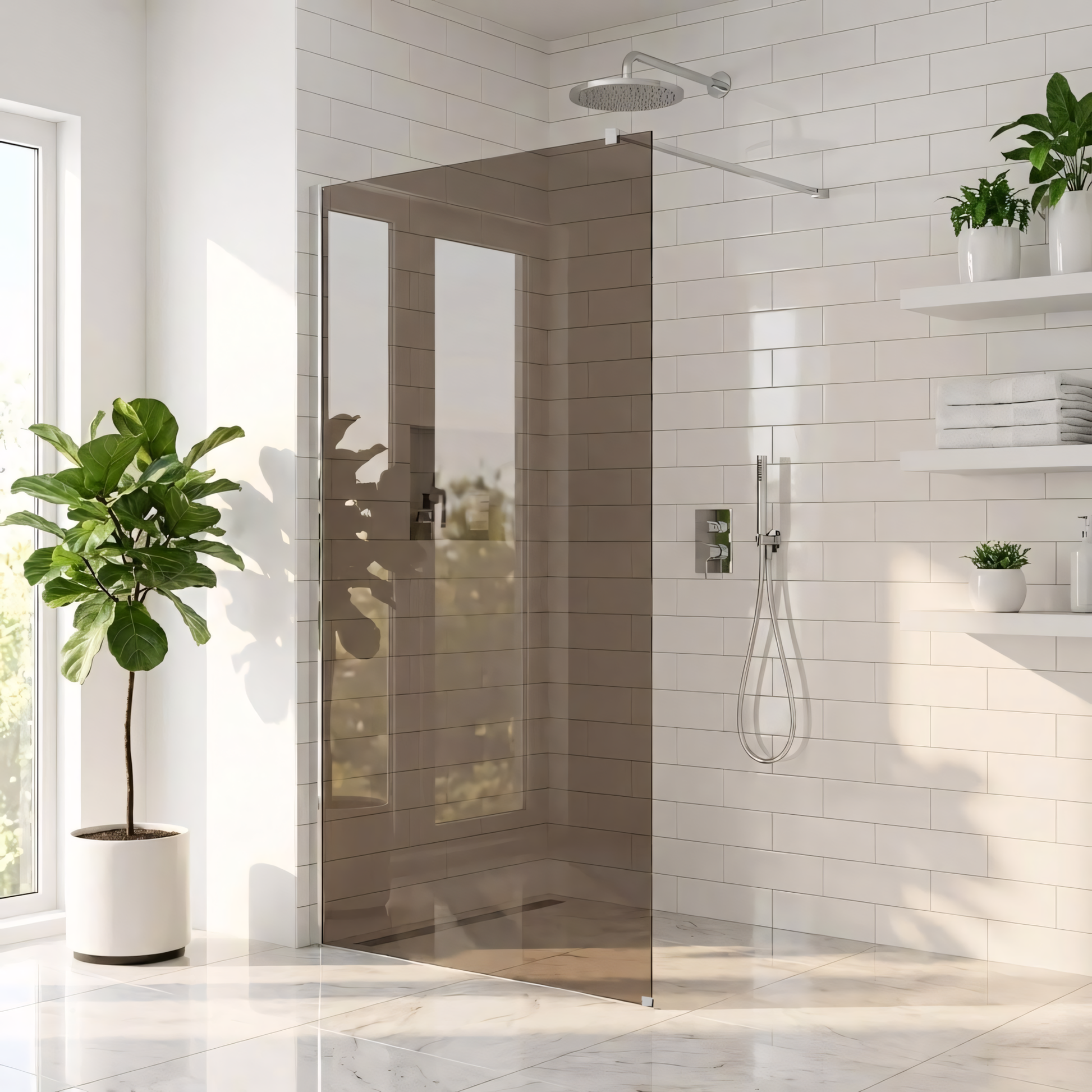 Paravan de dus Rea Flexi Brown / Chrome 80  9