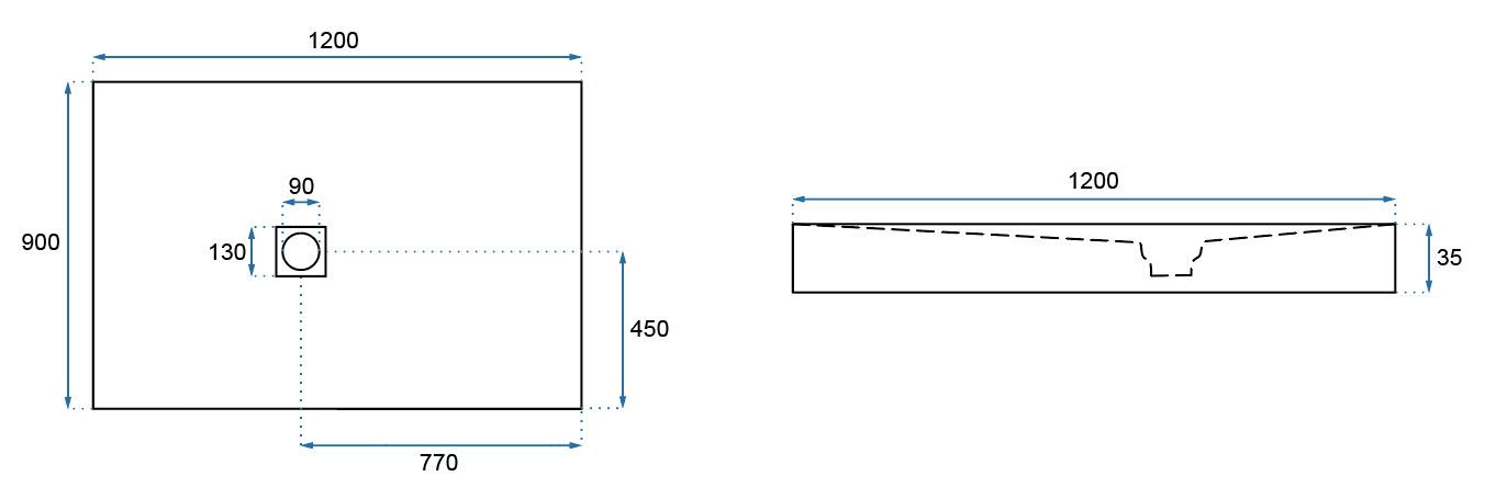 Cadita de dus Rea Stone din piatra 90 x 120  7