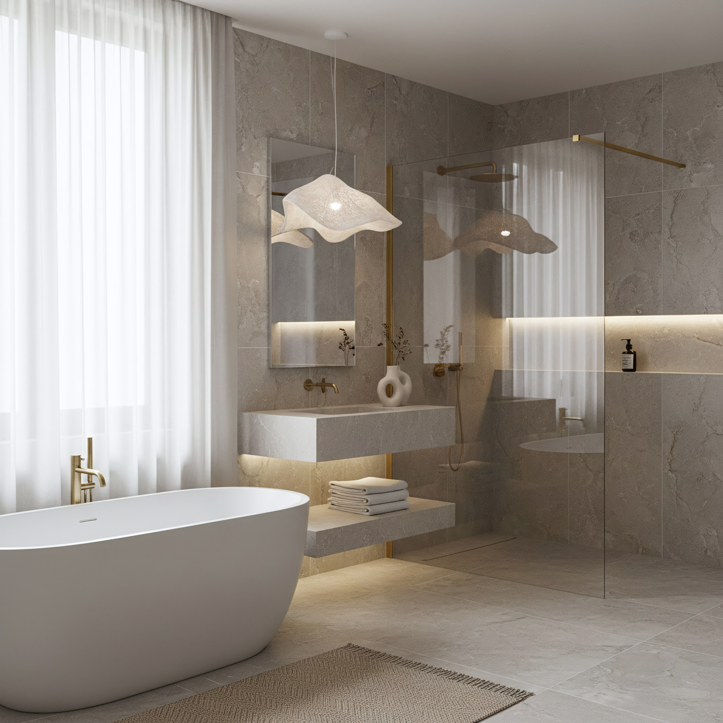 Paravan De Dus Rea Flexi Transparent / Brush Gold 110  6