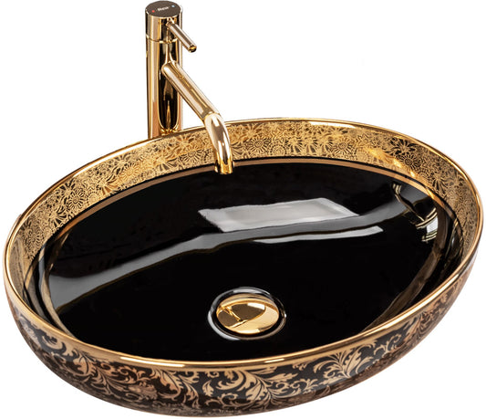 Lavoar pe blat Margot Gold / Black ceramic 1