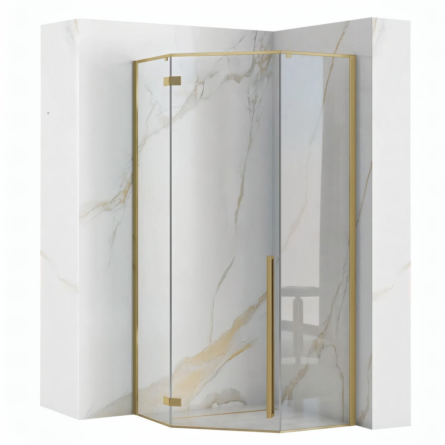 Cabina De Dus Diamond 90x90 Cm Brush Gold cu cadita Diamond negru 1