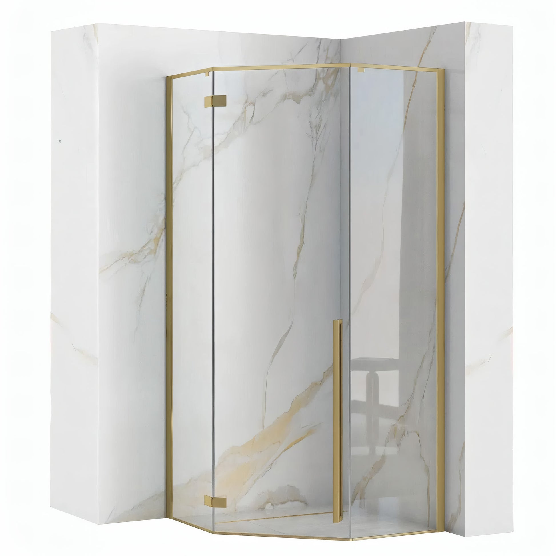 Cabina De Dus Diamond 90x90 Cm Brush Gold cu cadita Diamond negru 1