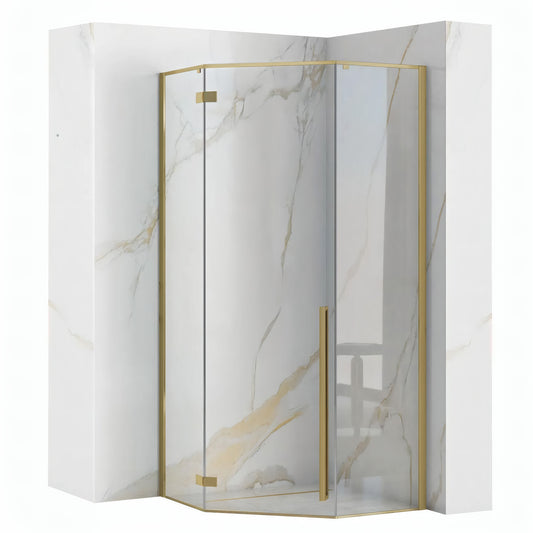 Cabina De Dus Diamond 90x90 Cm Brush Gold cu cadita Diamond negru 1