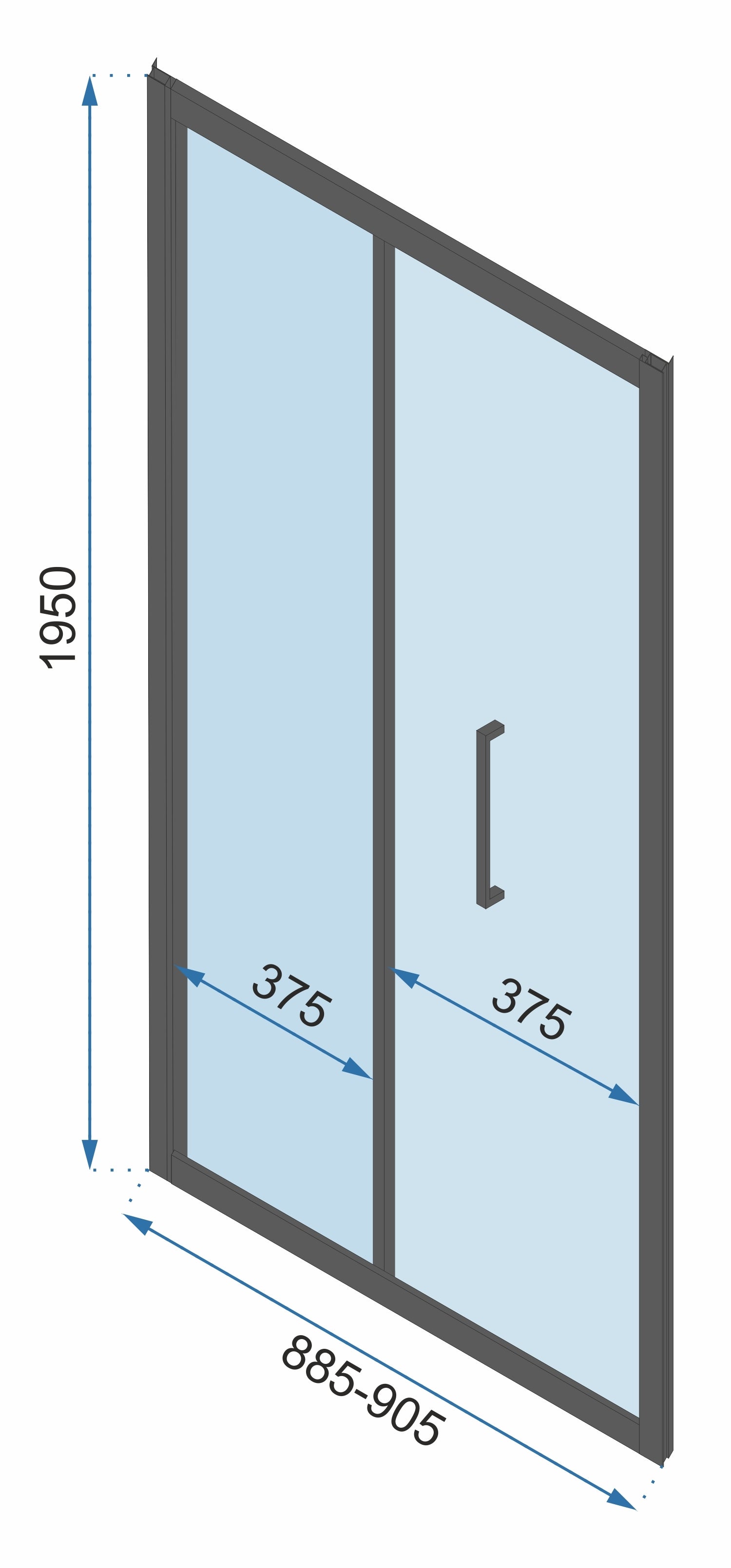 Cabina de dus de perete Rapid Fold Usa:100 x Perete:100 15