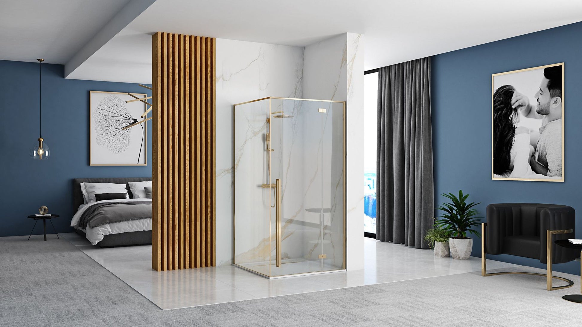 Cabina de dus Fargo 100x80 Gold fara cadita 2